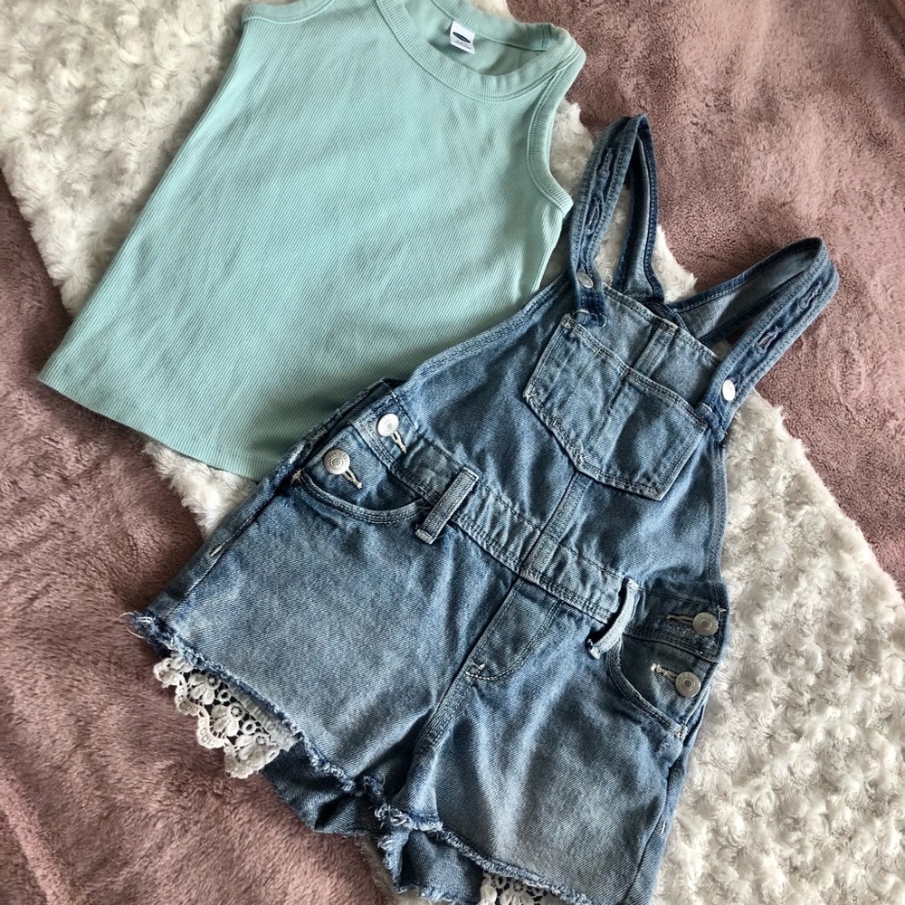 Old Navy-Girls Denim Shortalls & tank top